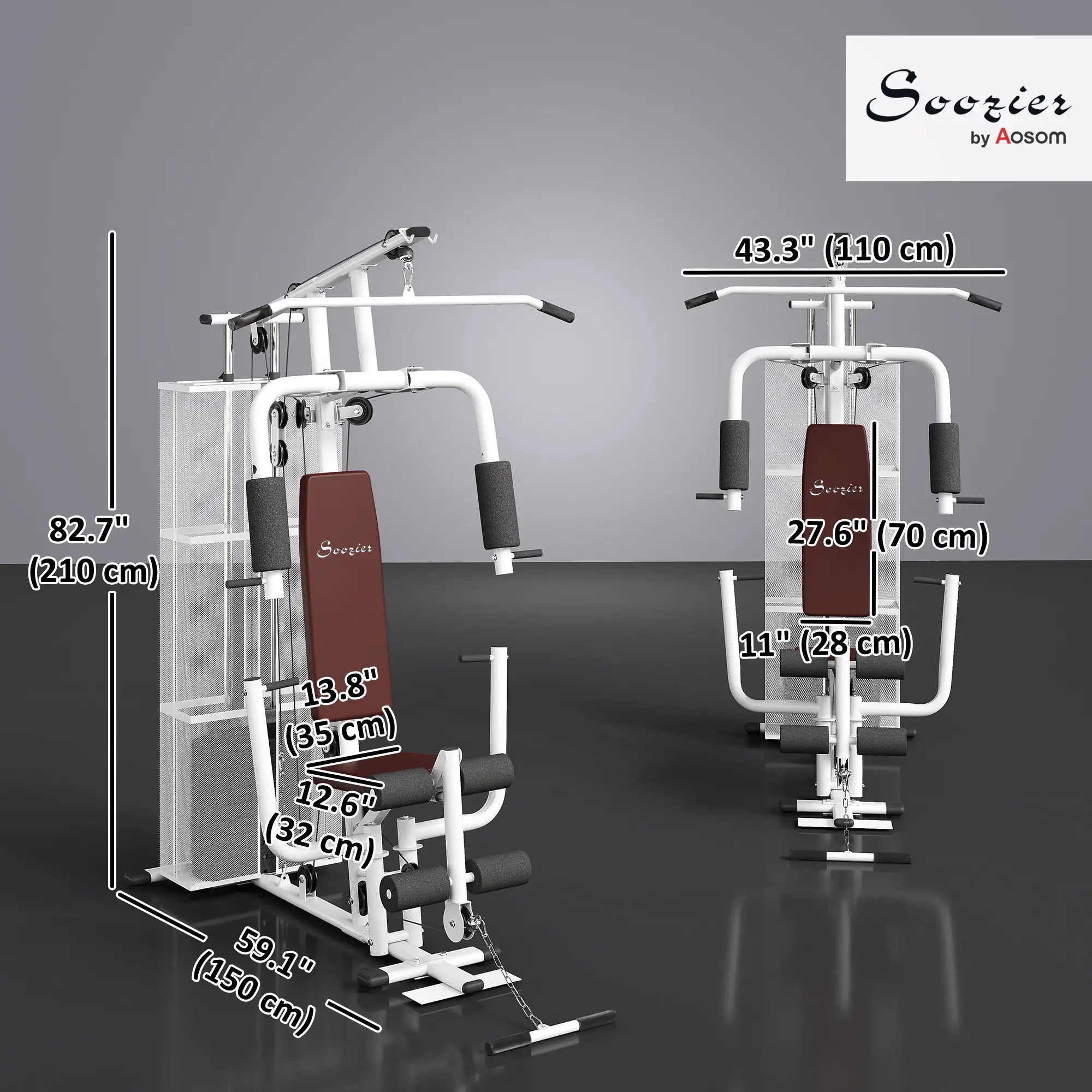 Multifunction Home Gym, 100Lbs Weight Stack, Lat Pulldown, Leg Extensions, White Power Towers at Gallery Canada