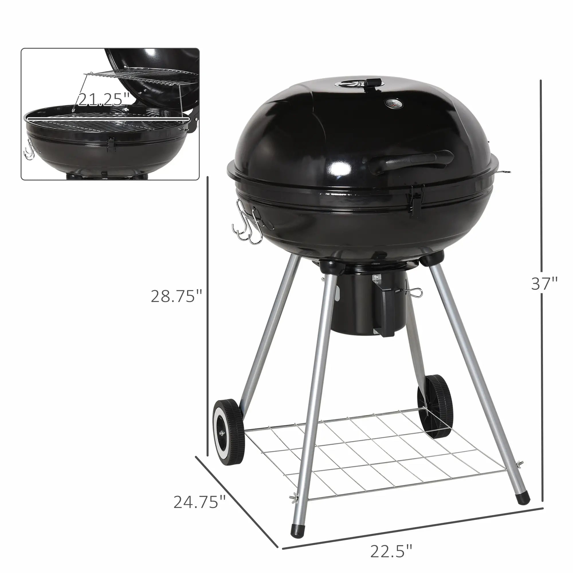 Portable Kettle Charcoal Grill, Outdoor BBQ Barbecue Charcoal BBQ Grils at Gallery Canada