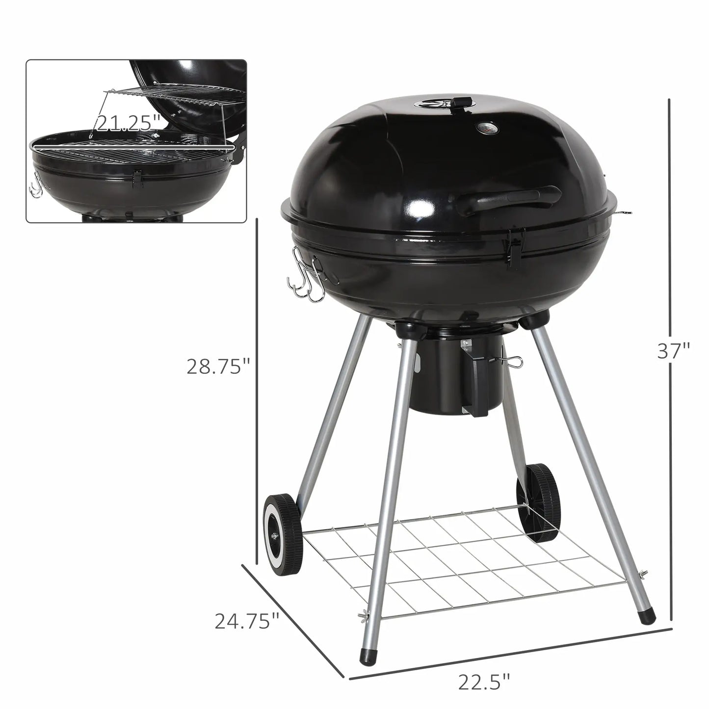 Portable Kettle Charcoal Grill, Outdoor BBQ Barbecue Charcoal BBQ Grils at Gallery Canada