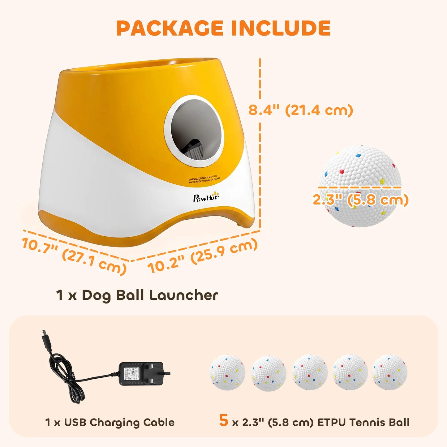 Automatic Dog Ball Launcher With 5 Etpu Balls, Orange