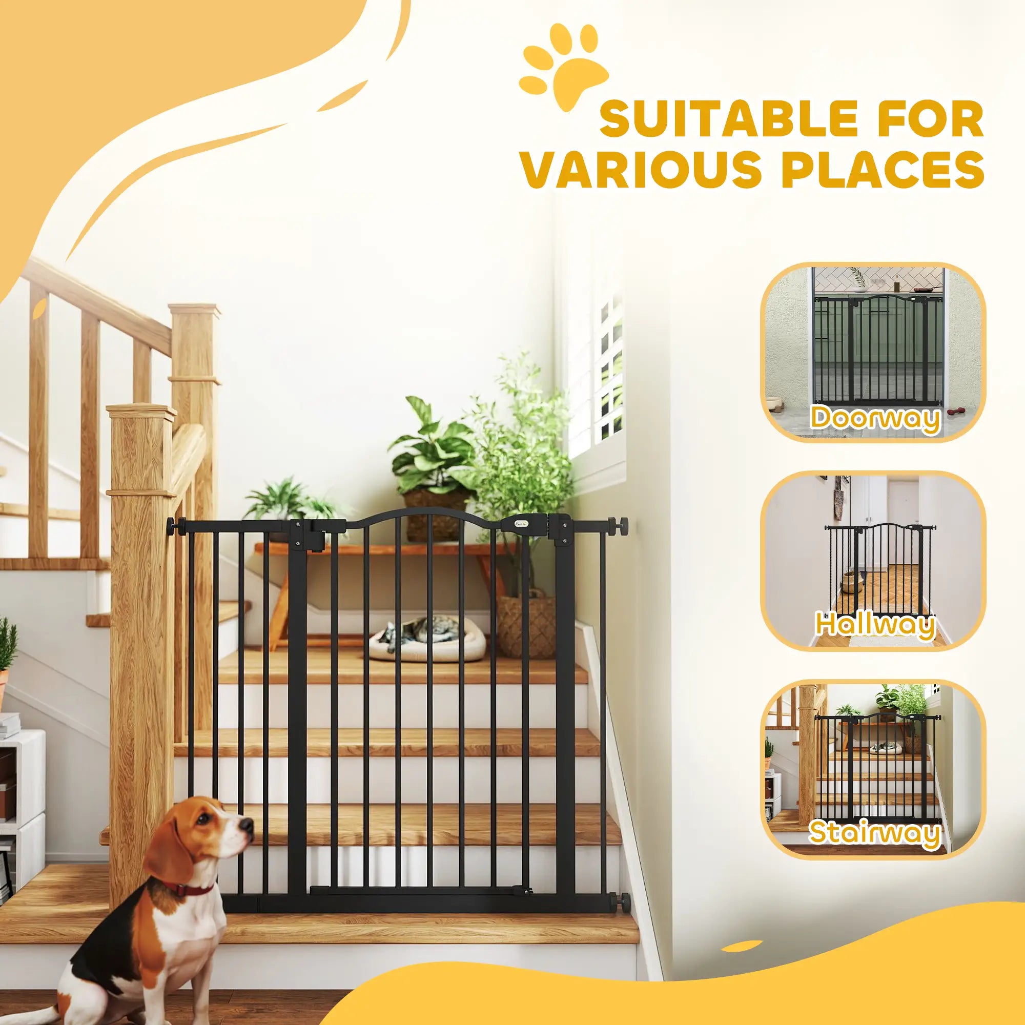 Extra Tall Dog Gate With Door, Pressure Fit, Auto Close, 29