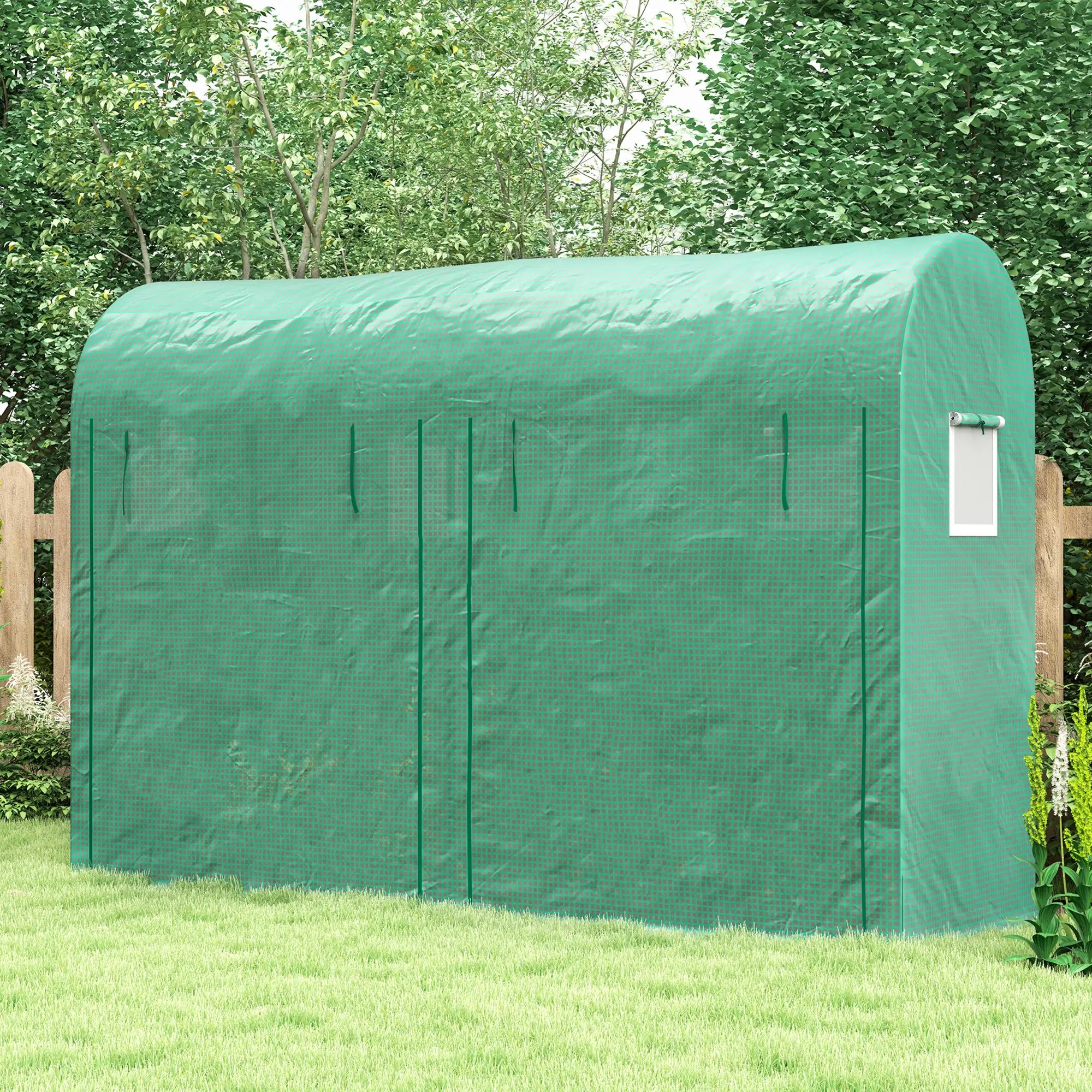 Outdoor Garden Greenhouse, Steel Tent, 2 Doors, 4 Windows, 9.8'x3.3'x6.6', Green Portable Greenhouses at Gallery Canada