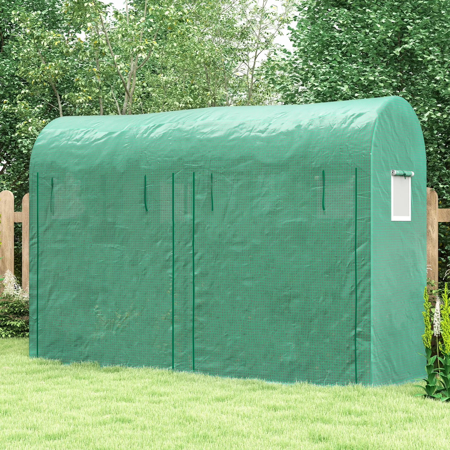 Outdoor Garden Greenhouse, Steel Tent, 2 Doors, 4 Windows, 9.8'x3.3'x6.6', Green Portable Greenhouses at Gallery Canada