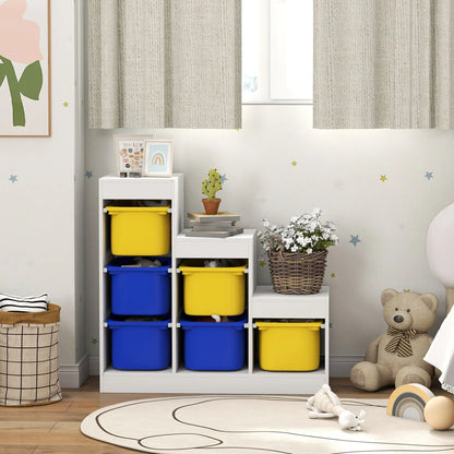 3 Layer Toy Storage Organizer Kids Bookshelf, 6 Plastic Bins, Yellow, Blue Baby & Kids Storage at Gallery Canada