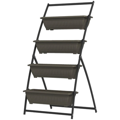 4-Tier Vertical Raised Garden Planter, 4 Boxes, Outdoor Plant Stand, Brown Plant Stands Dark Brown, Black at Gallery Canada