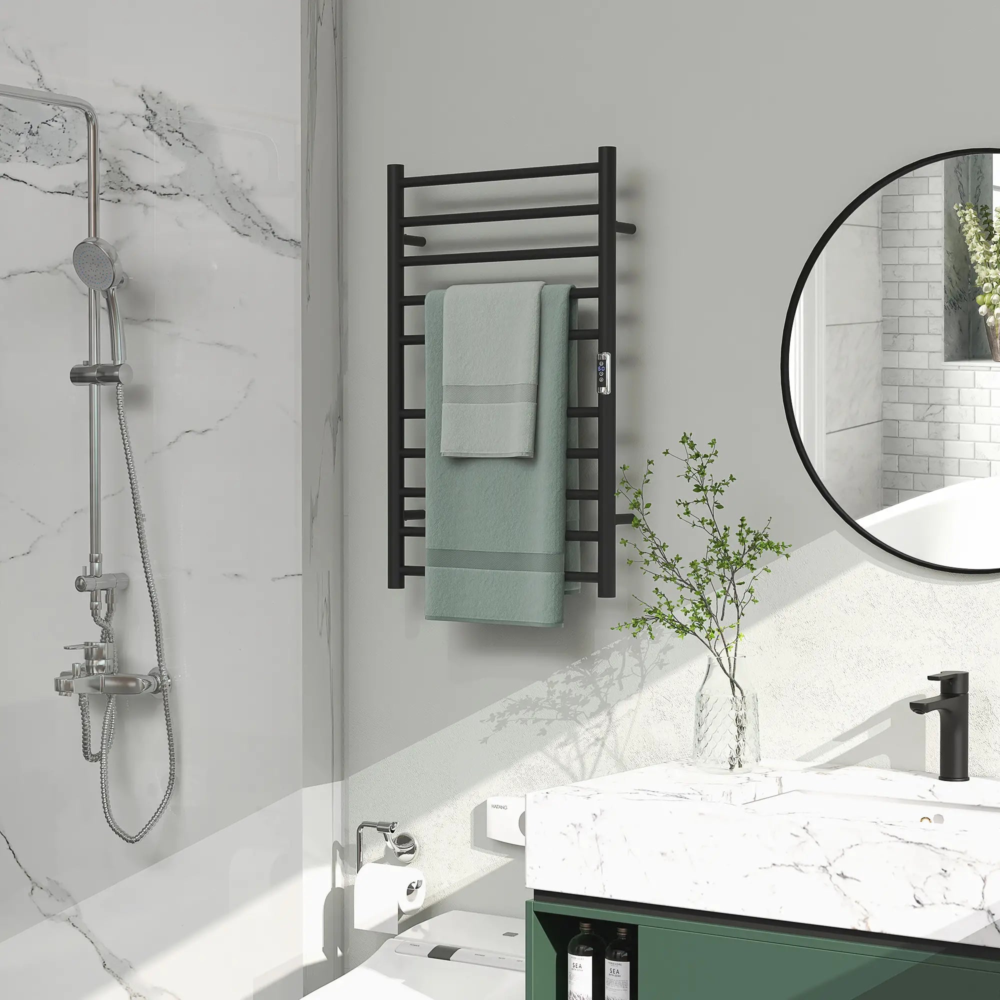 Wall Mounted Heated Towel Rack, 10-Bar Electric Warmer, Adjustable Temperature Bath Accessories at Gallery Canada