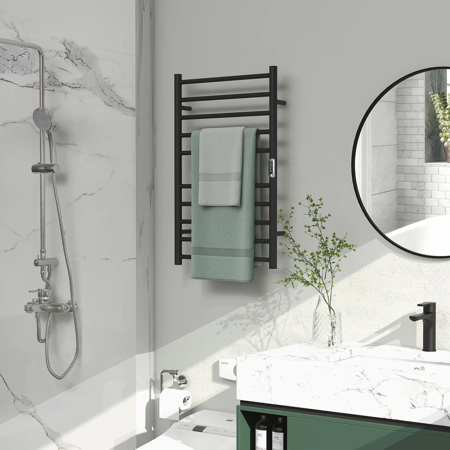 Wall Mounted Heated Towel Rack, 10-Bar Electric Warmer, Adjustable Temperature Bath Accessories at Gallery Canada