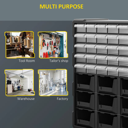 Plastic 39 Drawer Parts Organizer, Wall Mount Storage Cabinet, Black Tool Organizers at Gallery Canada
