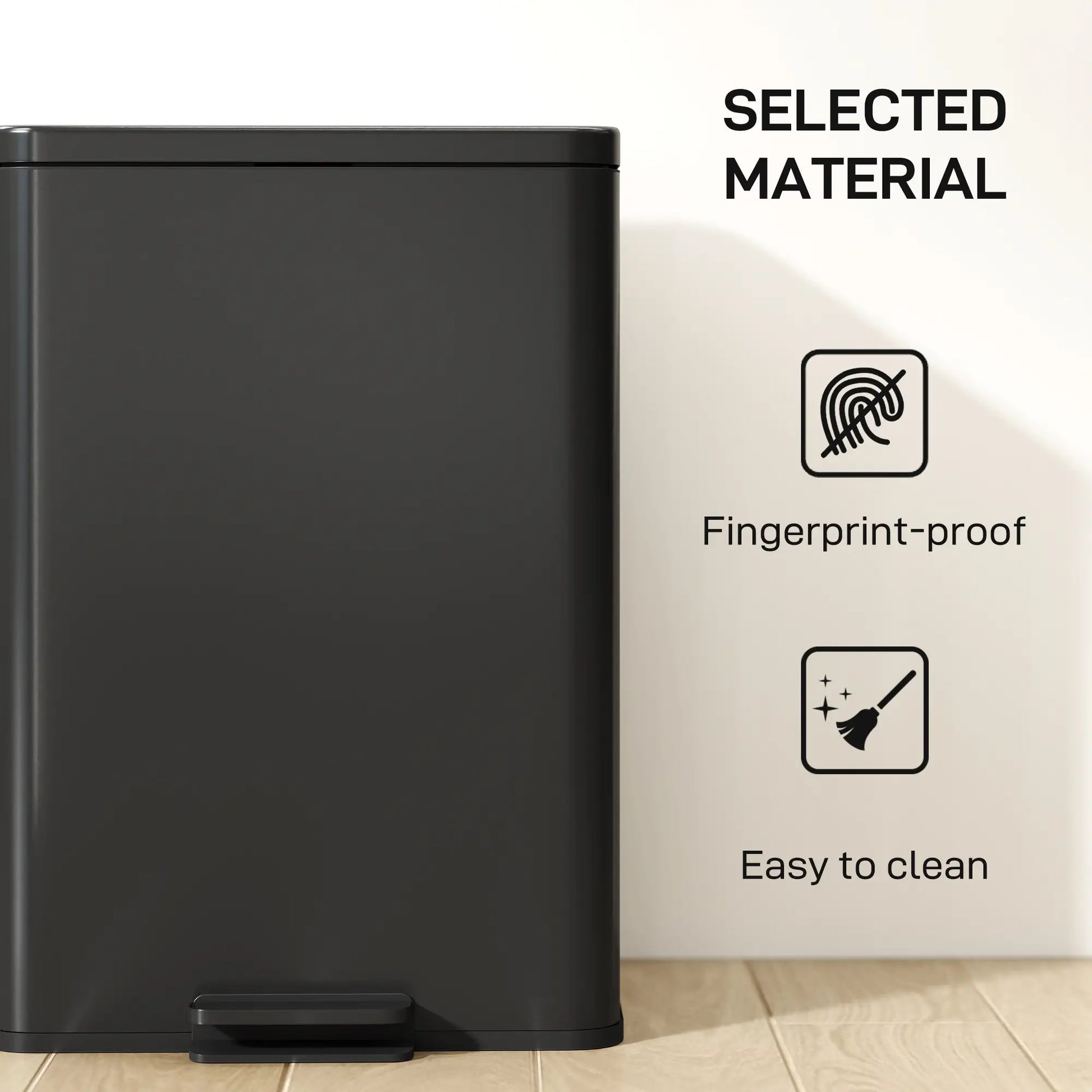 5.3 Gallon Garbage Bin with Soft Close Lid, Removable Inner Bucket, Matte Black Small Kitchen Appliances at Gallery Canada
