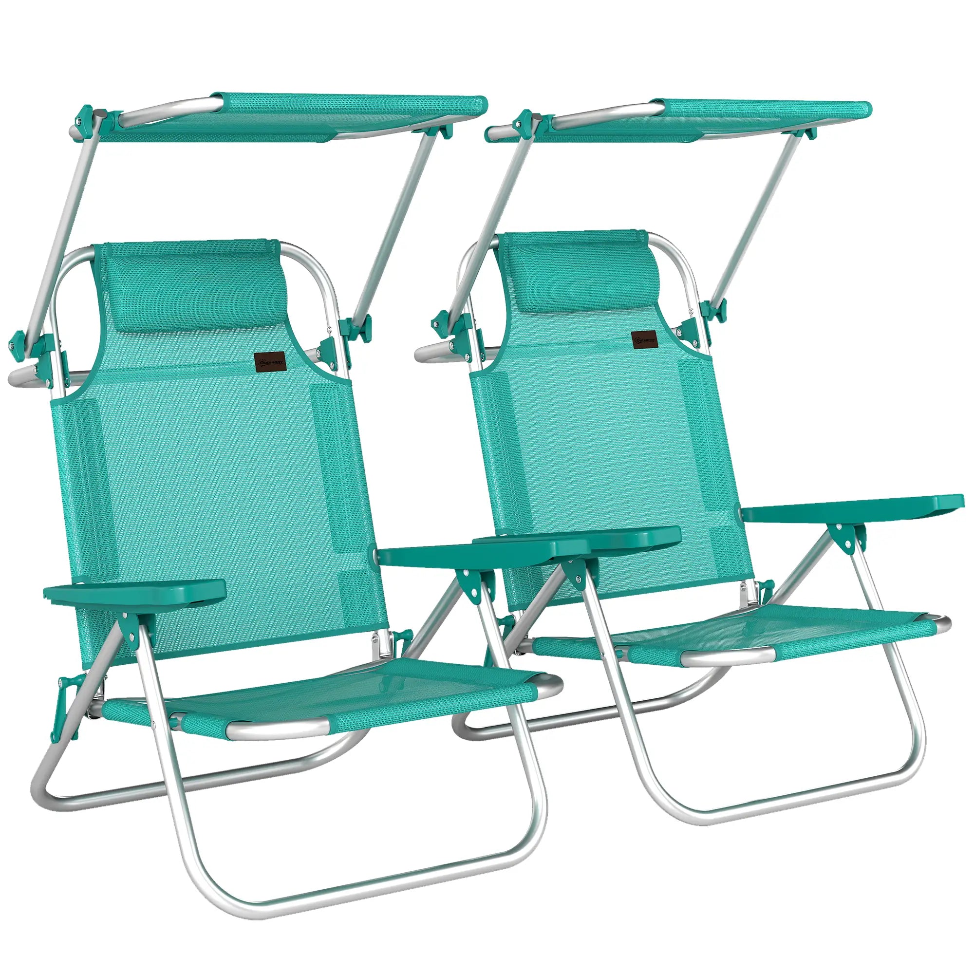 Folding Beach Chair, Adjustable Canopy, 6-Position Reclining, Turquoise Beach Accessories at Gallery Canada