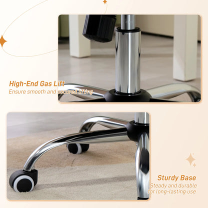 Teddy Fleece Computer Chair, Button Tufted, Swivel Wheels, Adjustable Height, White Executive & Manager Chairs at Gallery Canada