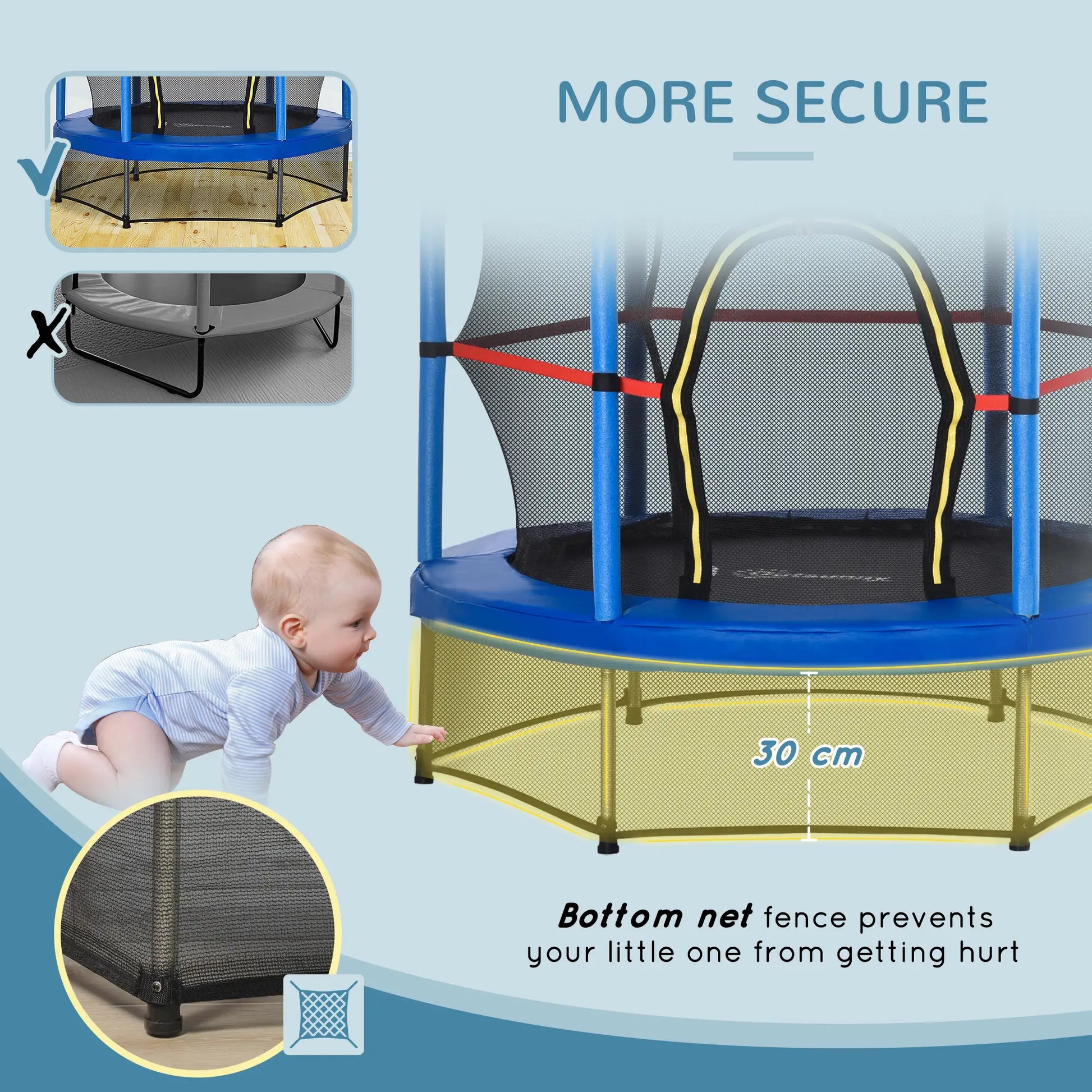 55" Kids Trampoline with Enclosure Net, Indoor/Outdoor, Age 3-6, Blue Trampolines at Gallery Canada