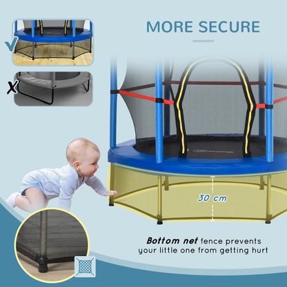 55" Kids Trampoline with Enclosure Net, Indoor/Outdoor, Age 3-6, Blue Trampolines at Gallery Canada