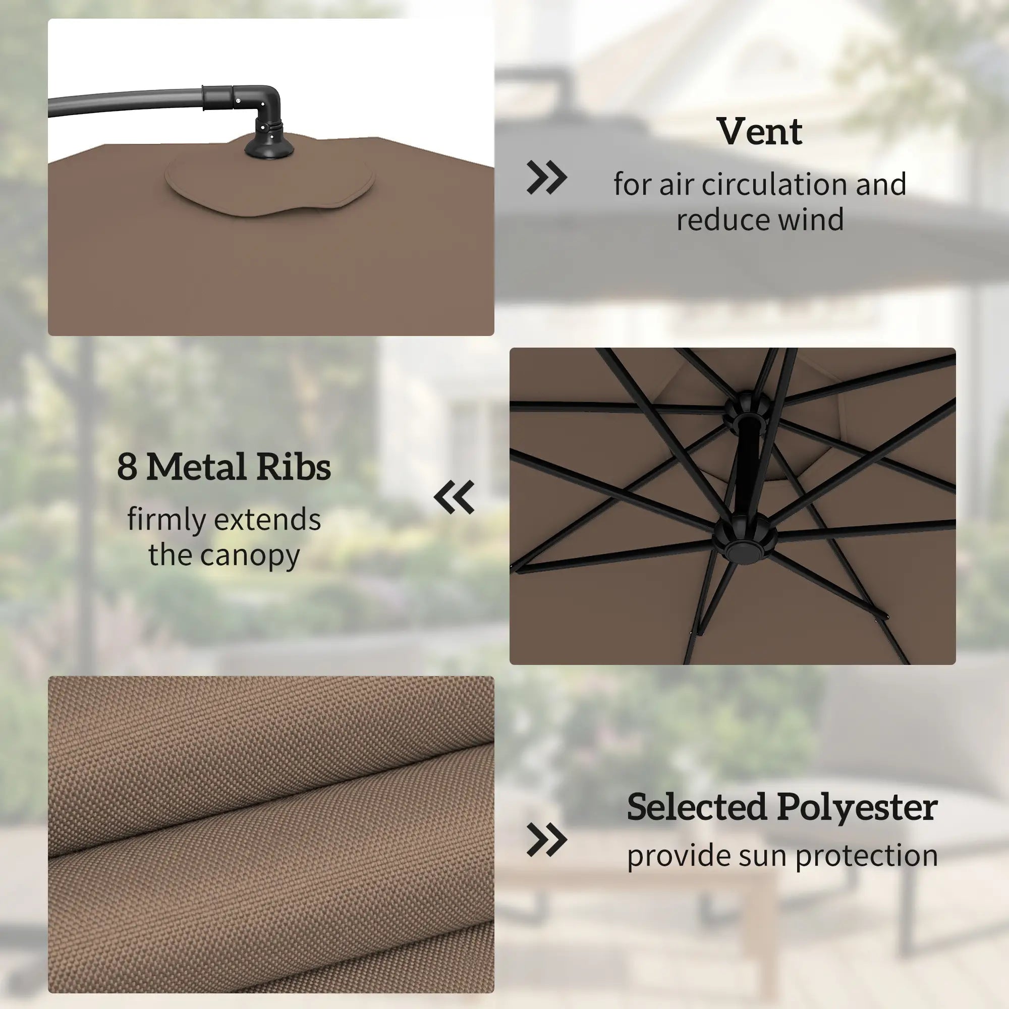 9.6ft Offset Patio Umbrella, Hanging Parasol, Crank, Base Cantilever Umbrellas at Gallery Canada