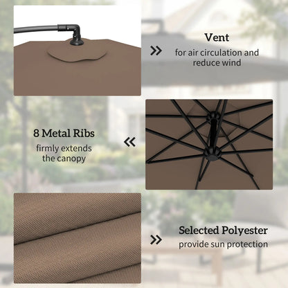 9.6ft Offset Patio Umbrella, Hanging Parasol, Crank, Base Cantilever Umbrellas at Gallery Canada