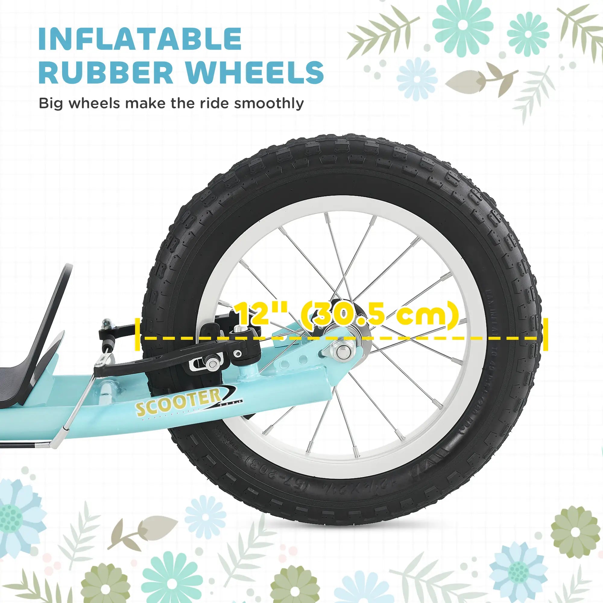 Dual Brakes Kick Scooter, 12-Inch Inflatable Wheel, Age 5+, Blue Scooters at Gallery Canada