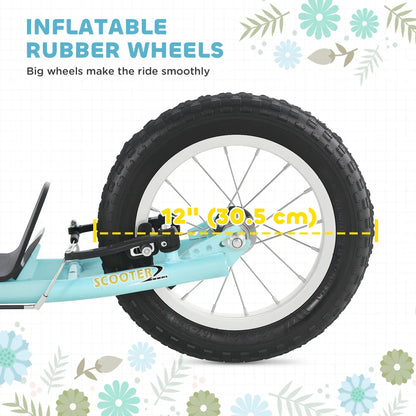 Dual Brakes Kick Scooter, 12-Inch Inflatable Wheel, Age 5+, Blue Scooters at Gallery Canada