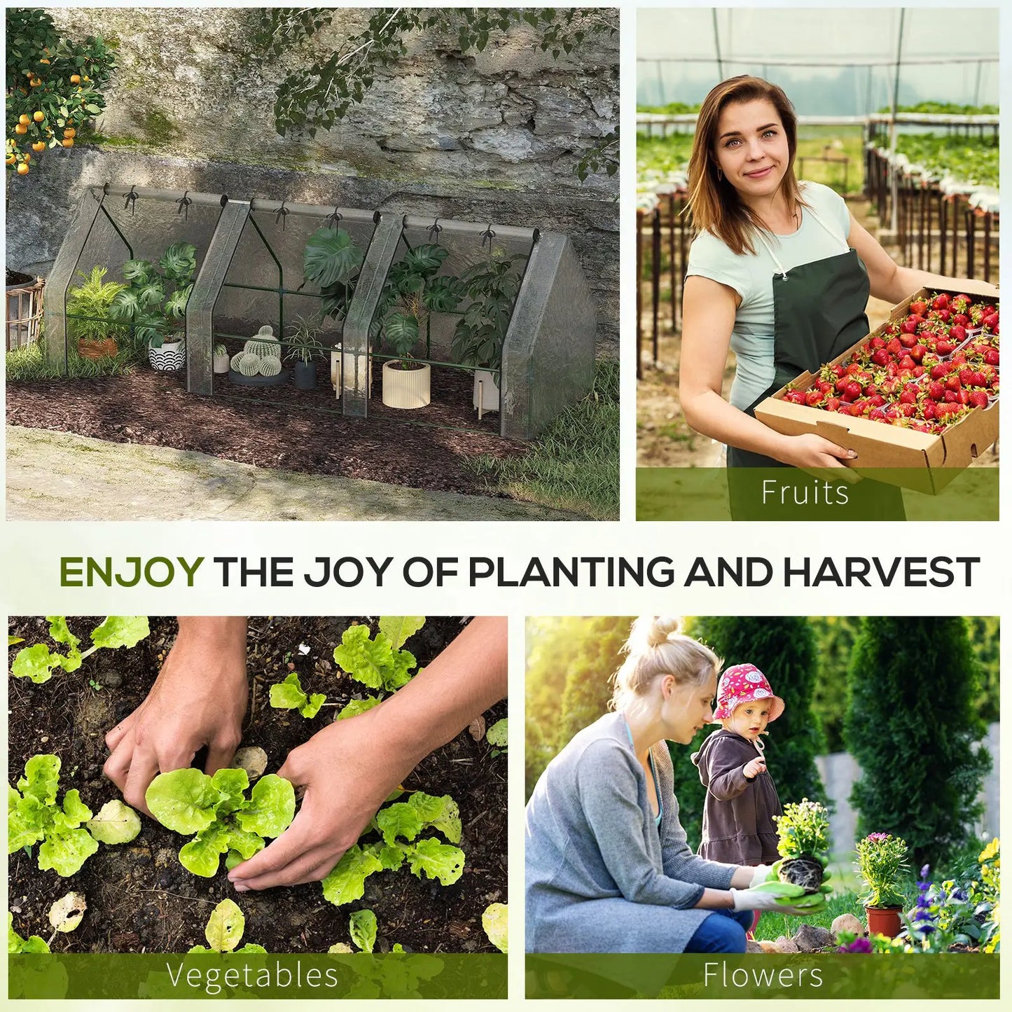 9' x 3' x 3' Mini Greenhouse, Portable with PE Cover, White Mini Greenhouses at Gallery Canada