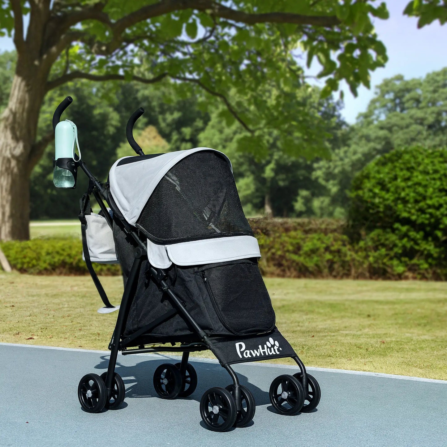 Foldable Dog Stroller, Lightweight, Storage Bag, Cup Holder, Light Grey Dog Bike Trailers & Strollers at Gallery Canada