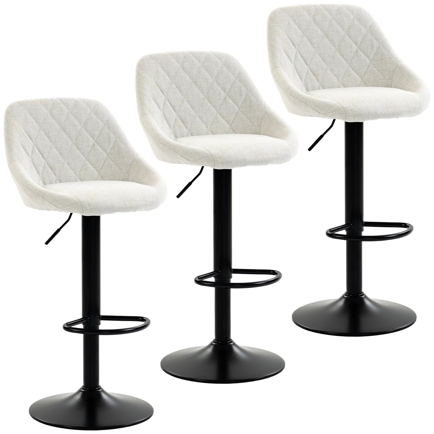 Tabourets de bar pivotants hauteur comptoir Lot de 3, Blanc cassé
