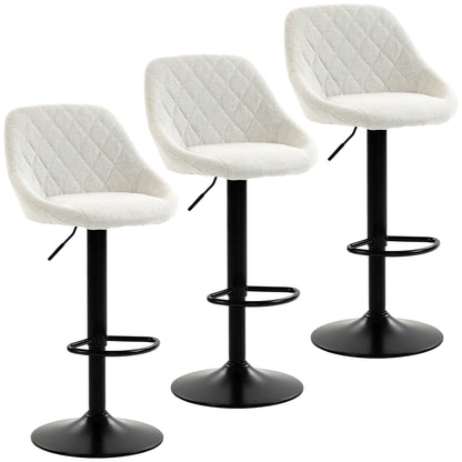 Tabourets de bar pivotants hauteur comptoir Lot de 3, Blanc cassé