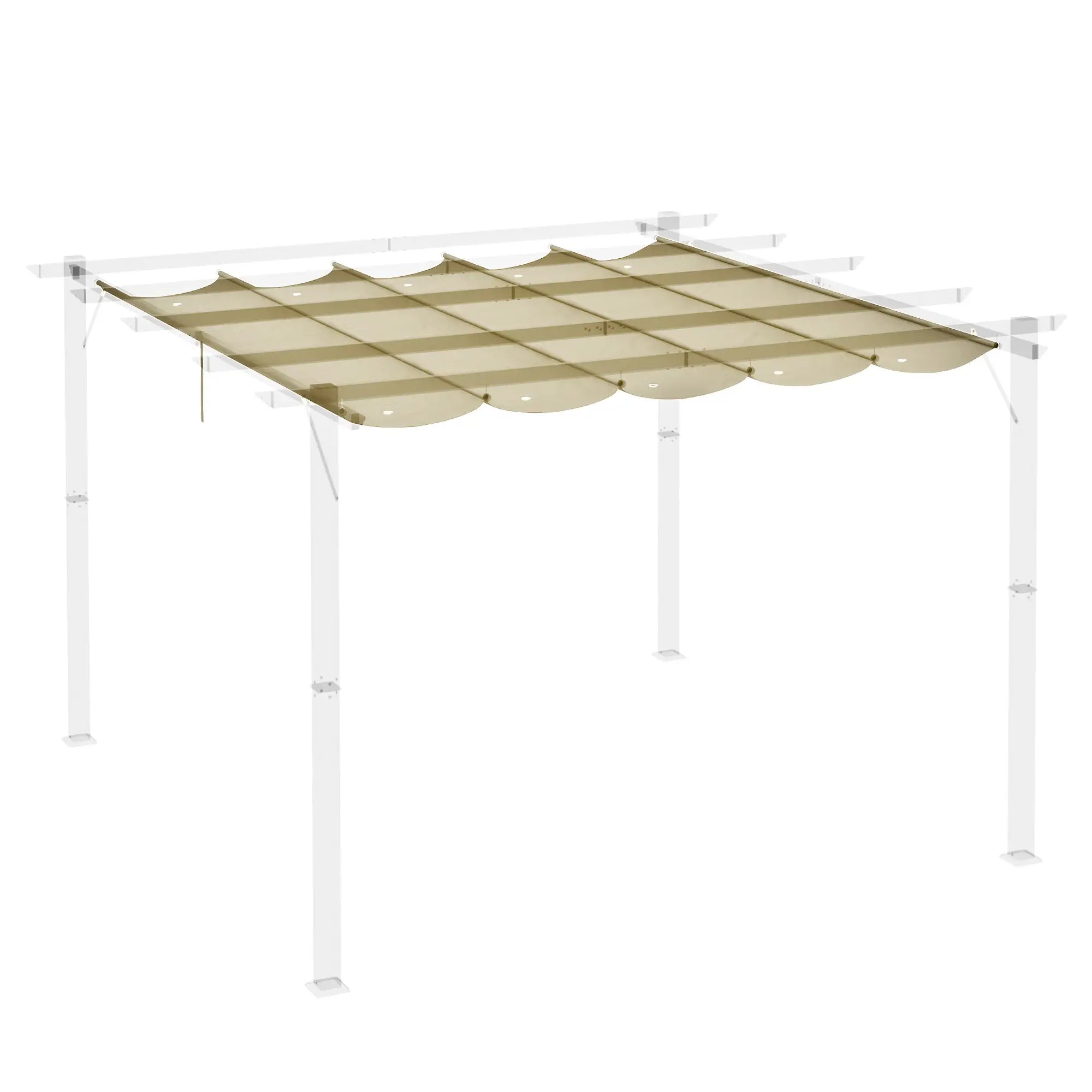 Retractable Pergola Canopy, 10' x 10', Beige Gazebo Canopy Replacement at Gallery Canada