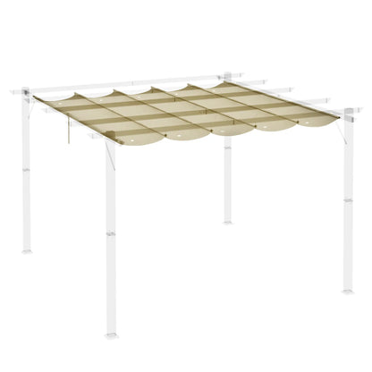 Retractable Pergola Canopy, 10' x 10', Beige Gazebo Canopy Replacement at Gallery Canada