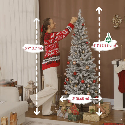 6ft Flocked Christmas Tree, Dual Colour LED Light, 11 Modes, Easy Assembly, Dual Colour Flocked Christmas Trees at Gallery Canada