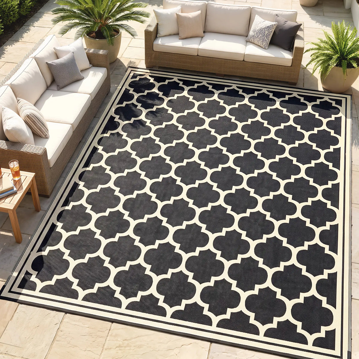 9'x12' Reversible Outdoor RV Rug, Patio Mat, Black Outdoor Reversible Rugs at Gallery Canada