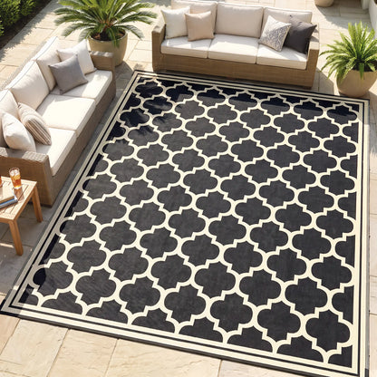 9'x12' Reversible Outdoor RV Rug, Patio Mat, Black Outdoor Reversible Rugs at Gallery Canada