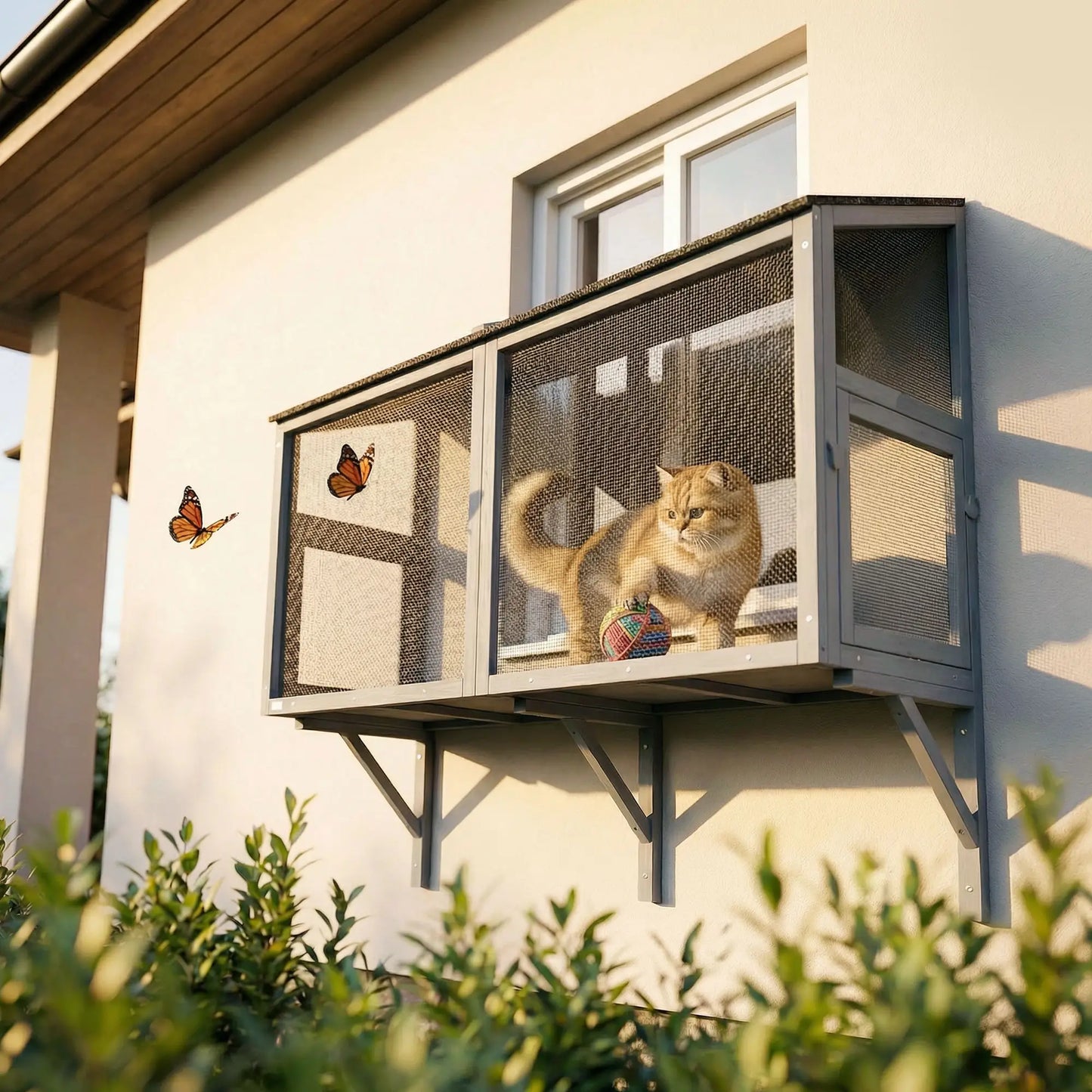 Outdoor Cat Enclosure, Expandable Wooden Cat House, 51.2"L Outdoor Cat Enclosures at Gallery Canada