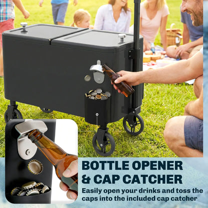 60-Qt Outdoor Patio Cooler Cart, Rolling Ice Chest, Black Cooler Boxes at Gallery Canada