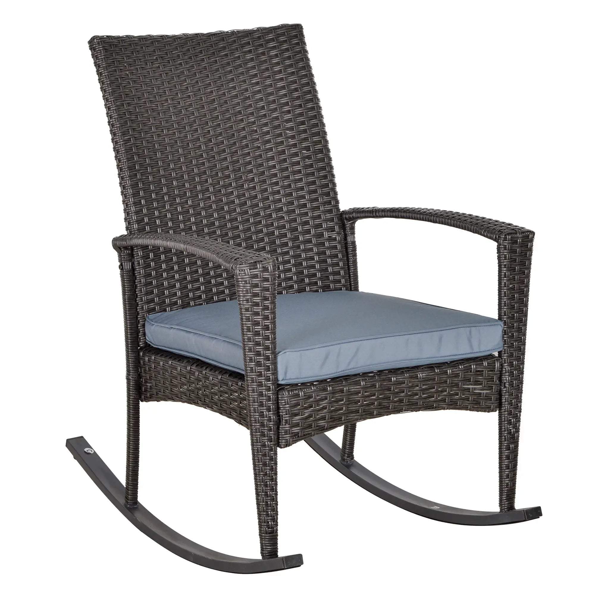 Outdoor PE Rattan Rocking Chair, Garden Glider, Grey Patio Chairs at Gallery Canada