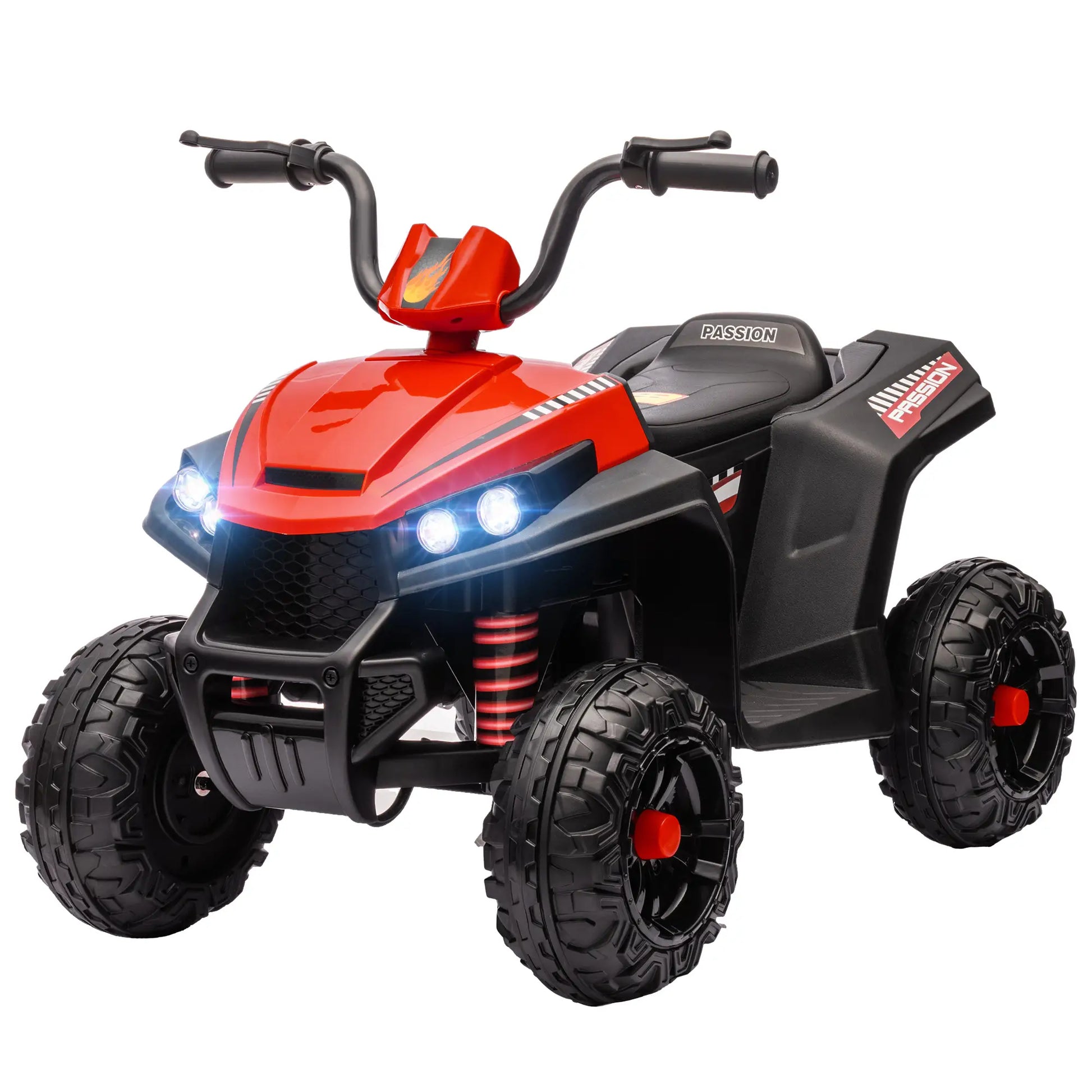 12V Kids ATV, Four Wheels, Spring Suspension, Forward Backward, LED Light, MP3, Red Electric Ride On Toys Red at Gallery Canada