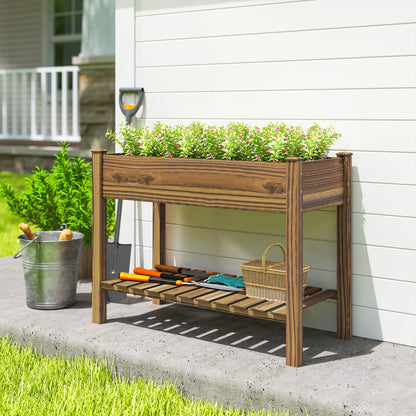 Elevated Planter Box With Legs, Storage Shelf, Raised Garden Bed, Carbonized Elevated Garden Beds at Gallery Canada