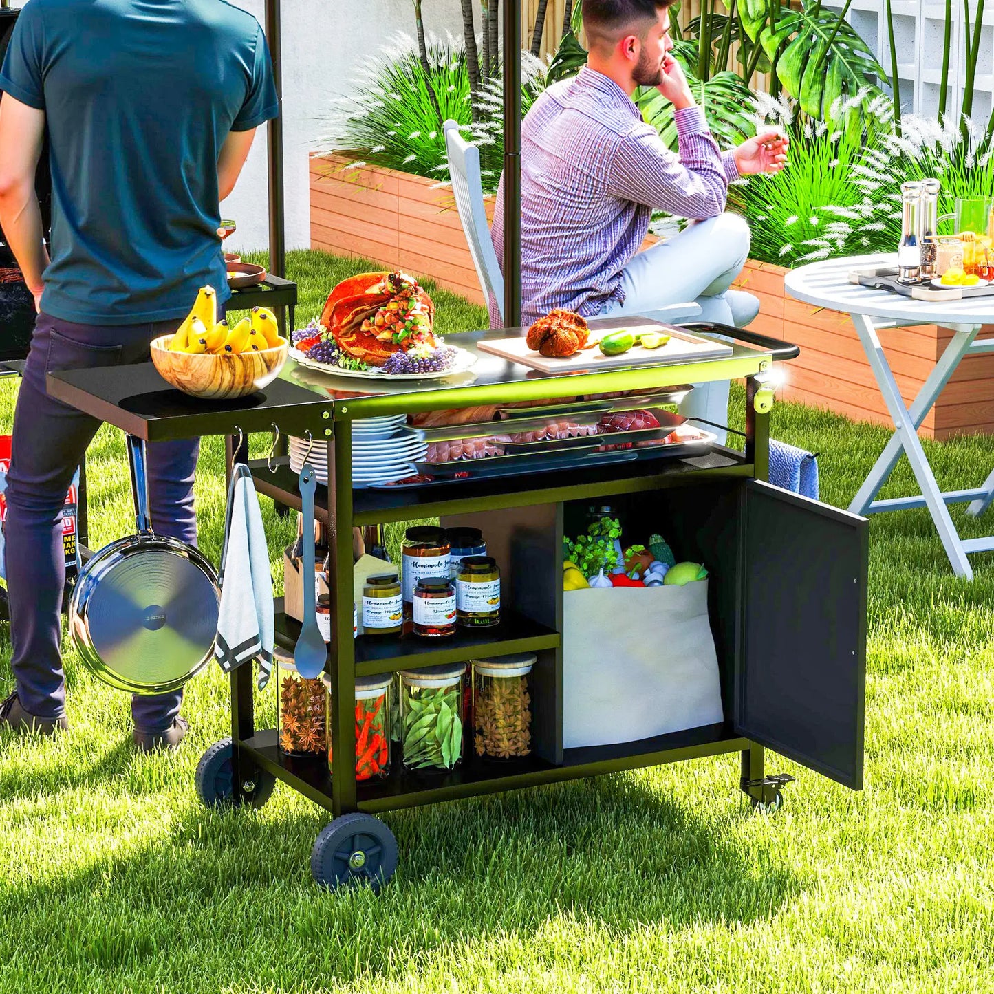 Outdoor BBQ Stand, Foldable Side Table, Stainless Steel Top, Pizza Oven Table Outdoor Grill Carts at Gallery Canada