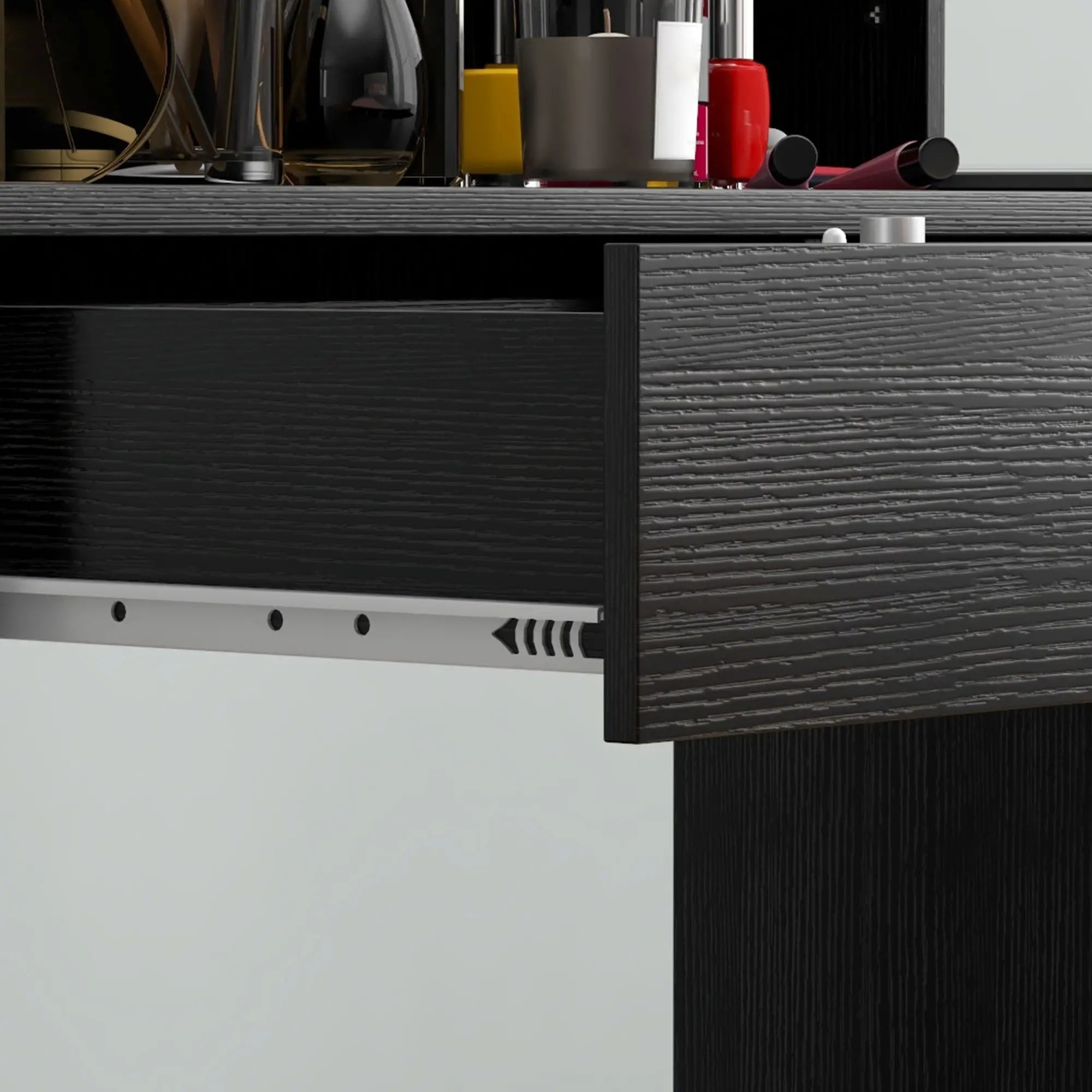 Vanity Table, Makeup Dressing Table with LED Lighting Mirror, Drawers, for Bedroom, Black Dressing & Vanity Tables at Gallery Canada