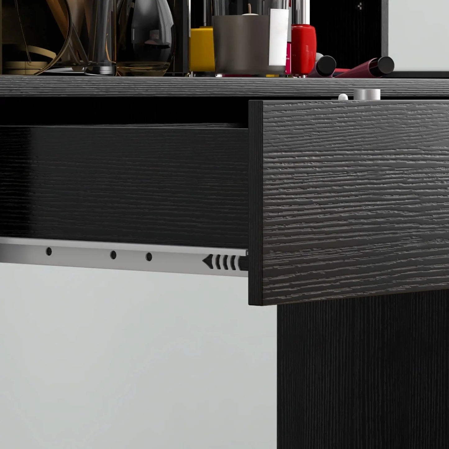 Vanity Table, Makeup Dressing Table with LED Lighting Mirror, Drawers, for Bedroom, Black Dressing & Vanity Tables at Gallery Canada