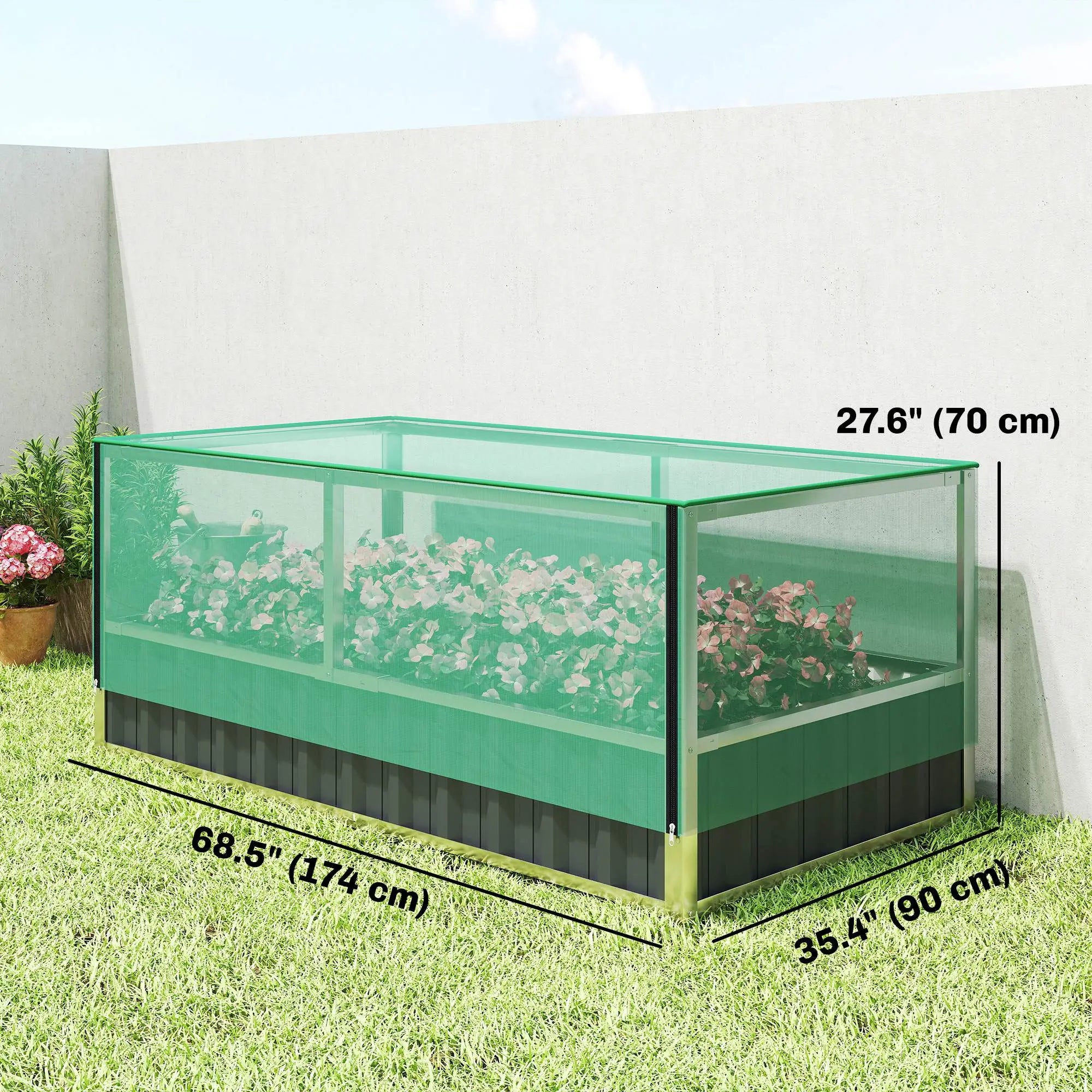 Steel Raised Garden Bed, 5.7 x 3 x 2.3ft, With Cover And Gloves, Dark Grey Galvanized Planter Boxes at Gallery Canada