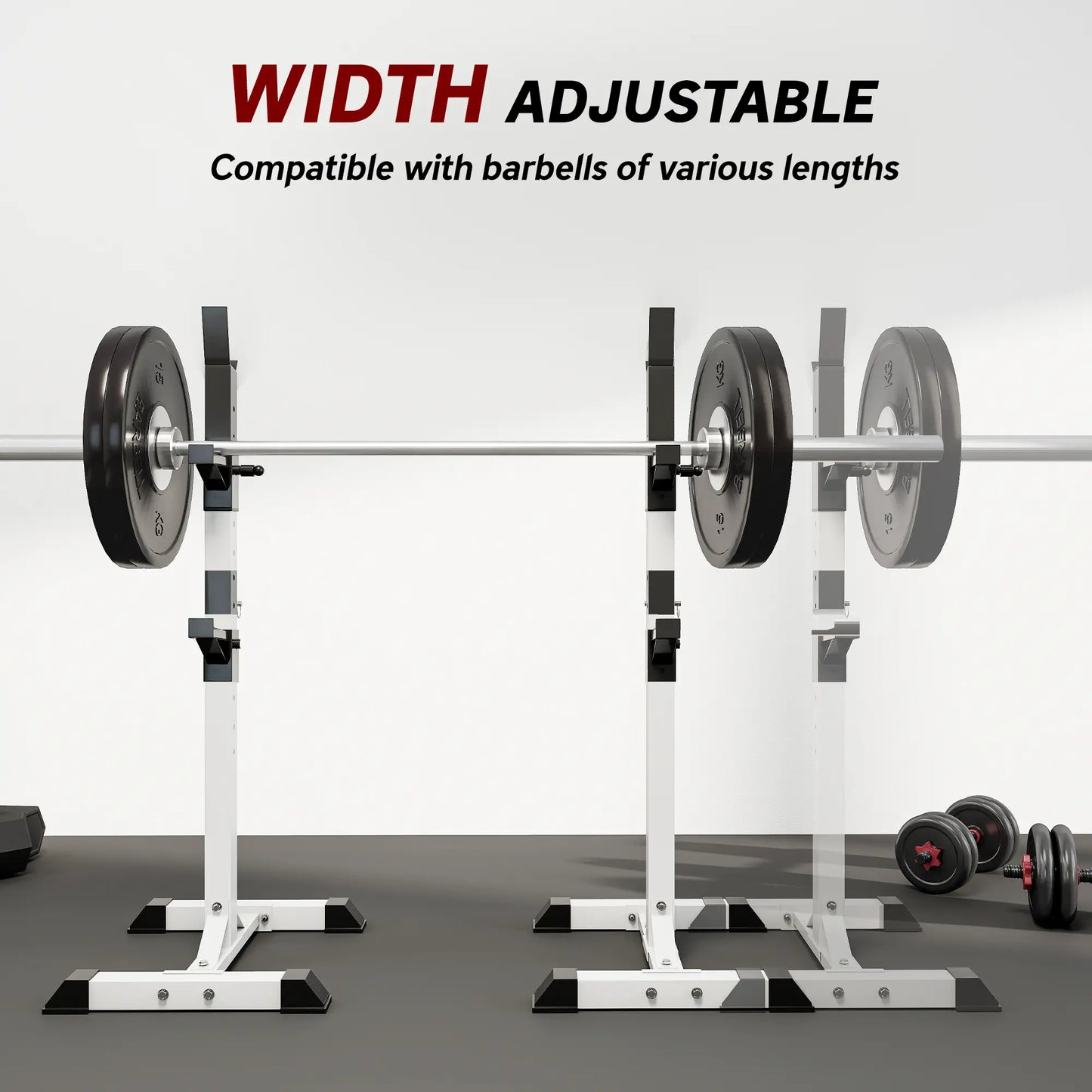 Adjustable Barbell Rack, Squat Stand, 2 Bars Holder, Black, White Power Towers at Gallery Canada