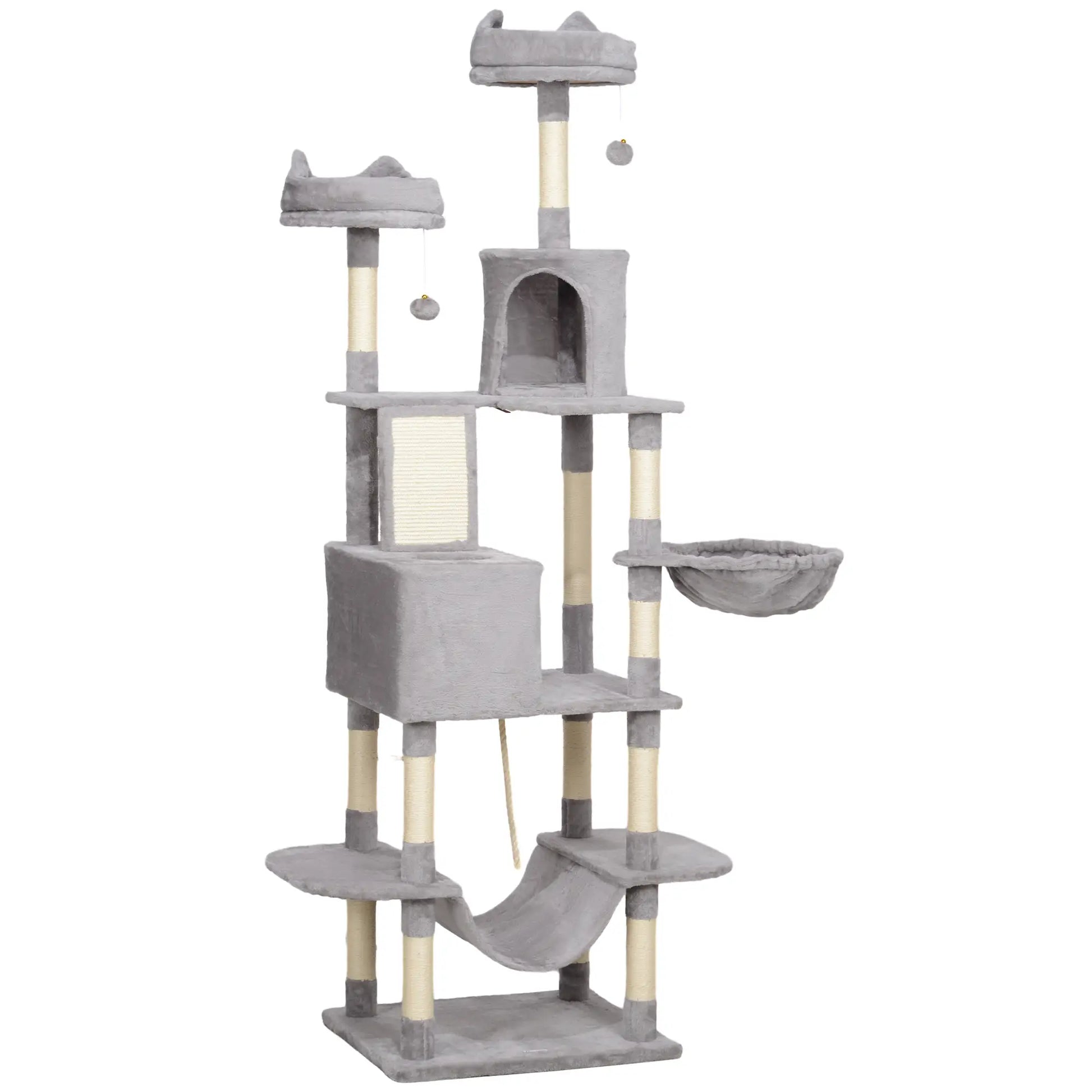 81" Large Cat Tree, Scratching Posts, Condos, Beds, Hammocks, Light Grey Cat Towers Light Grey, Cream White at Gallery Canada