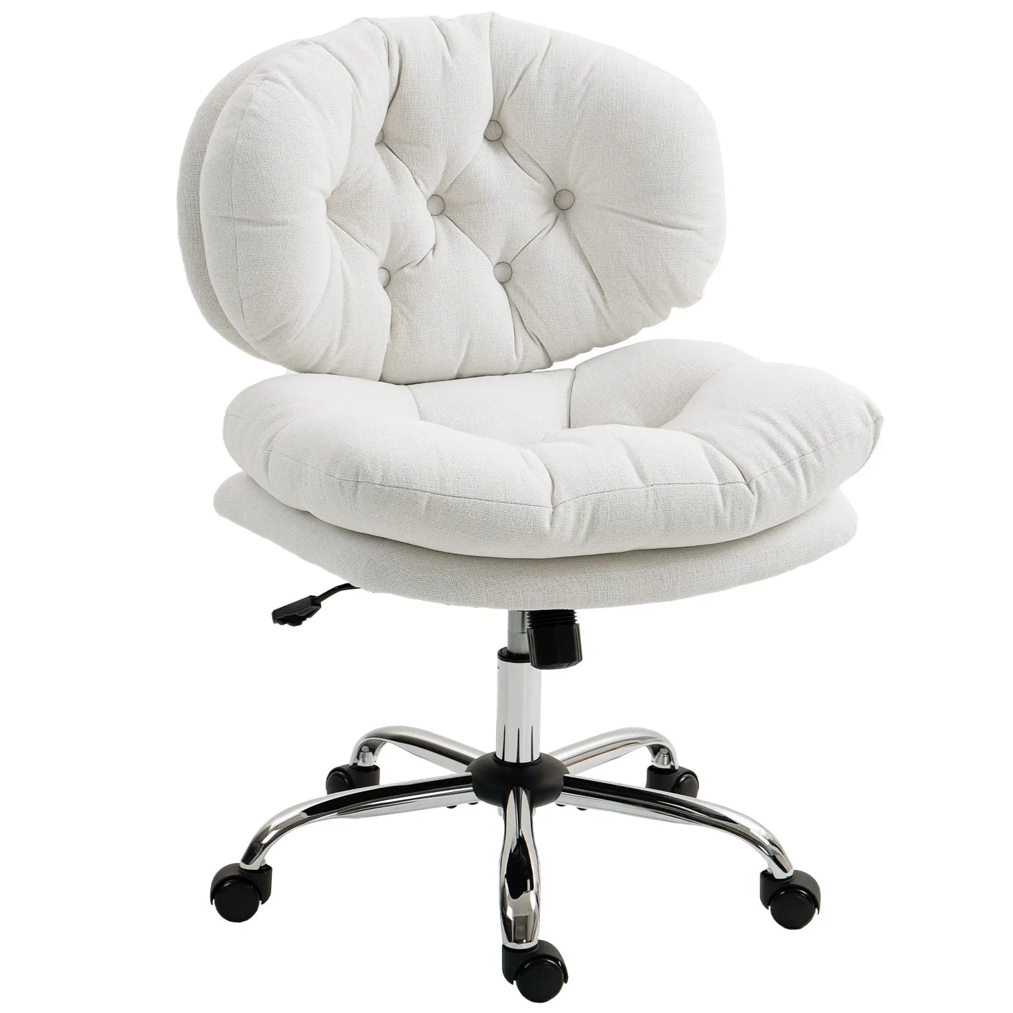 Armless Office Chair, Wide Padded Seat, Adjustable Height, Cream White Task Chairs Cream at Gallery Canada