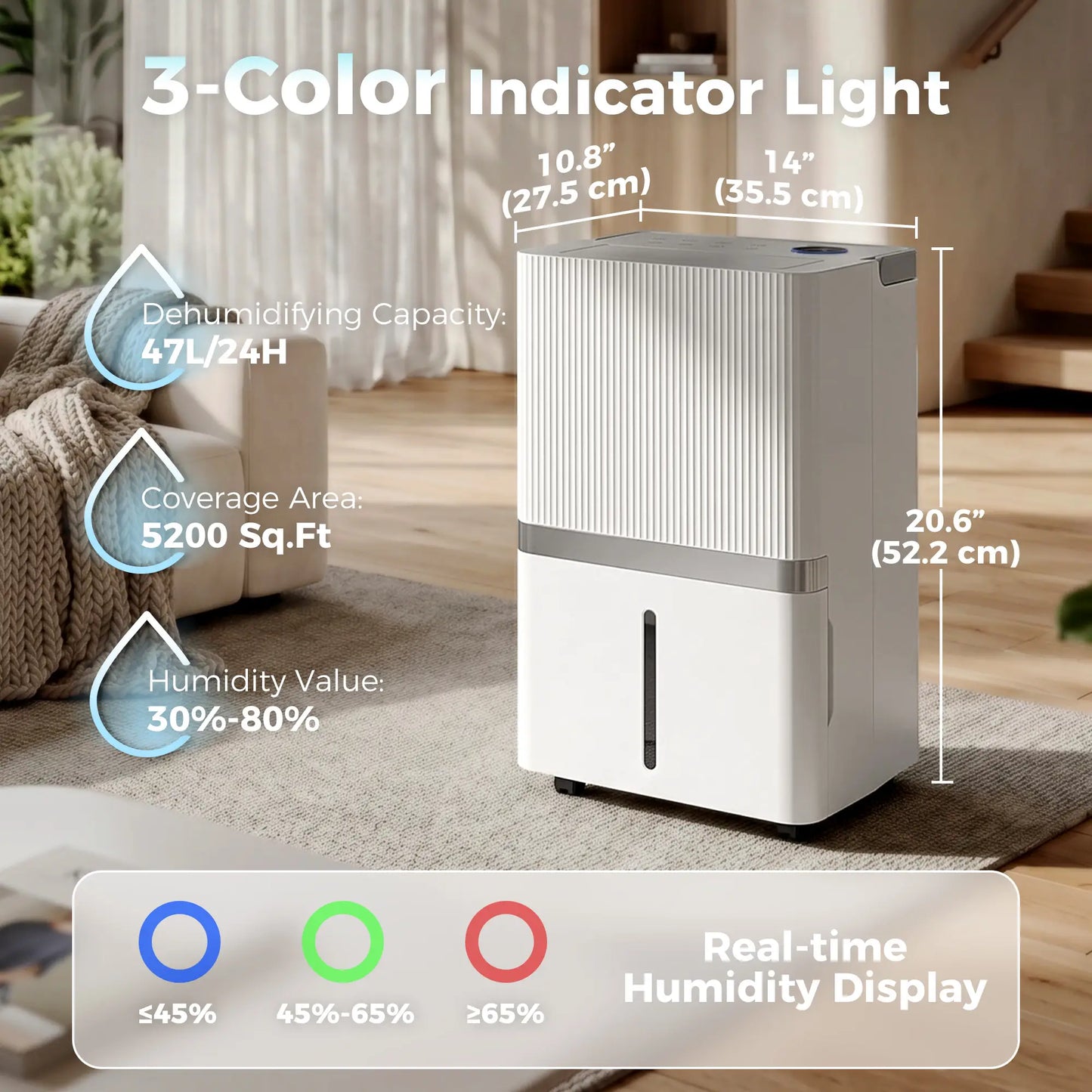 100 Pint Smart Dehumidifier, 5200 Sq Ft, WiFi, App Control