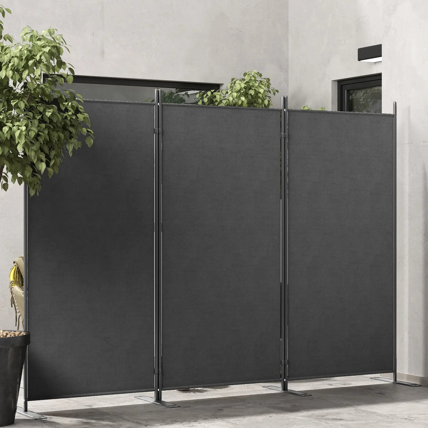 3 Panel Folding Privacy Screen, 5.8FT Tall, UV30+ Protection, Dark Grey Side Awnings at Gallery Canada