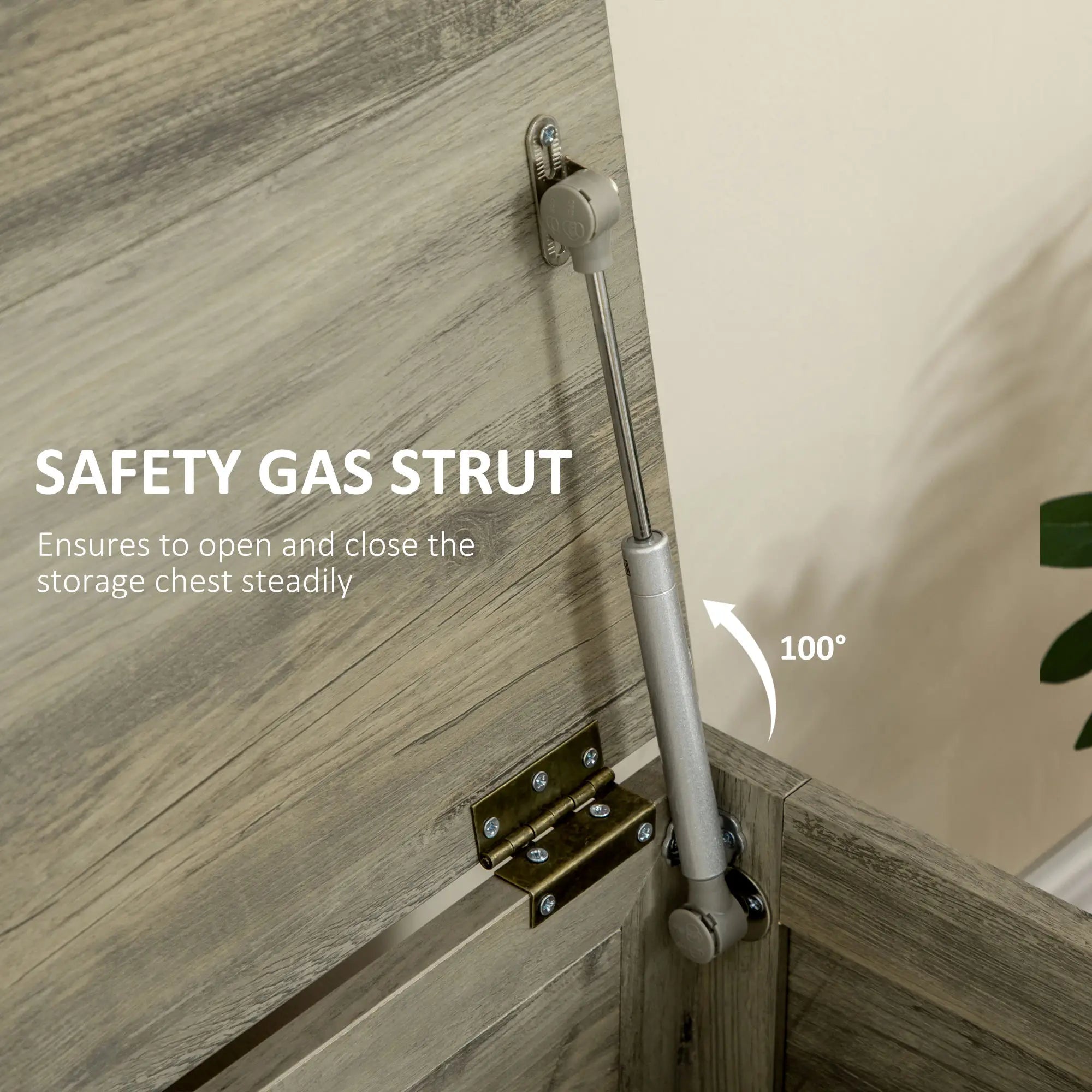 Farmhouse Storage Trunk Box, Safety Hinge, Grey Wood Grain, Grey Storage Cabinets at Gallery Canada