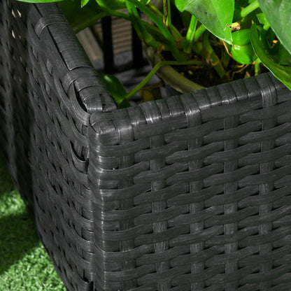Raised Garden Bed with Lattice Trellis, Rattan Planter with Storage, Black Raised Garden Beds at Gallery Canada
