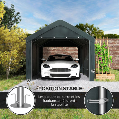 10 x 20 ft Portable Carport, 2 Roll-Up Doors, Removable Sidewalls, Dark Grey Car Shelters at Gallery Canada