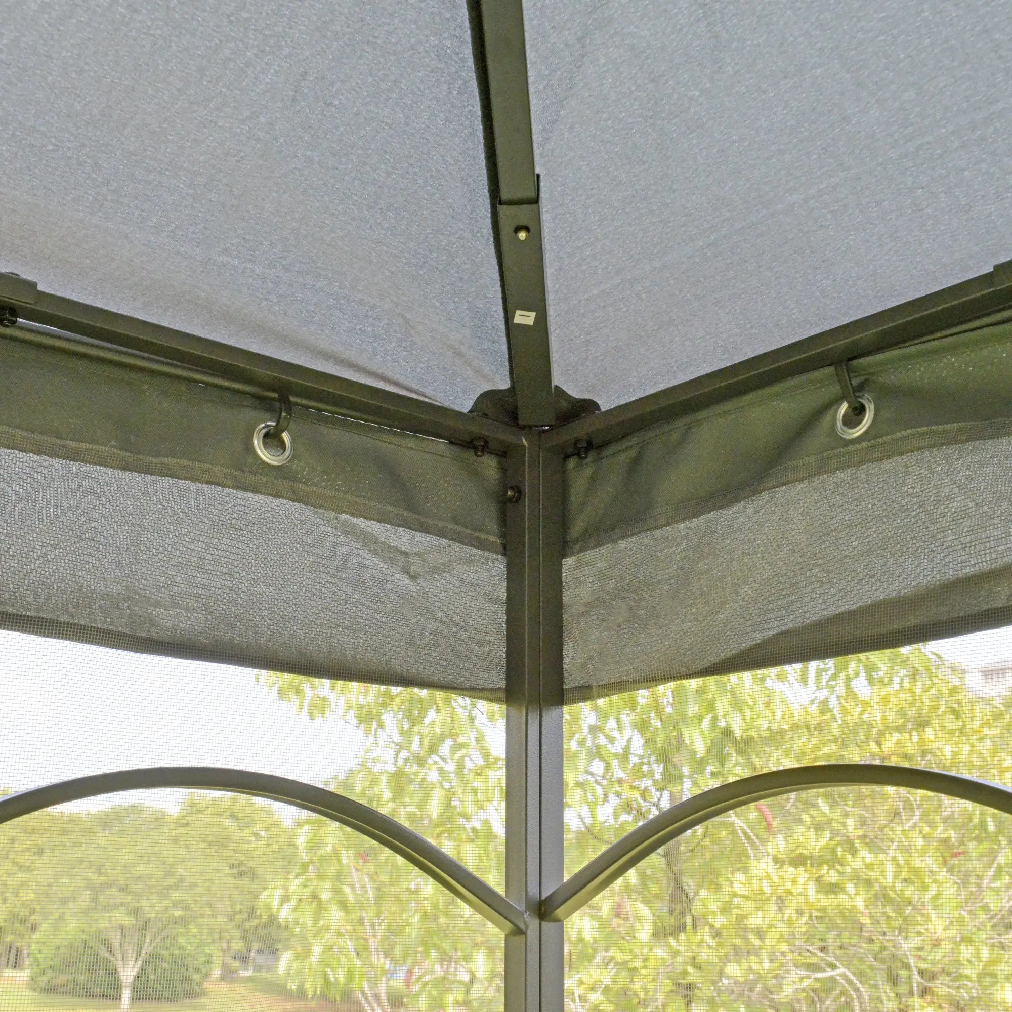 10' x 10' Steel Outdoor Gazebo, Removable Mesh Curtains, Grey Gazebos at Gallery Canada