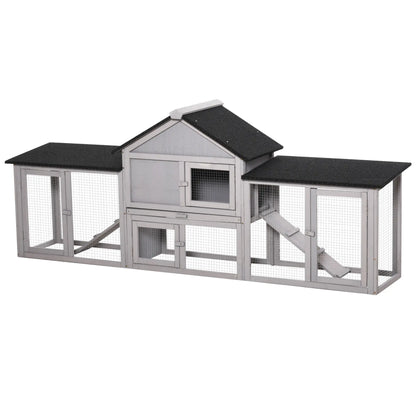 Large Rabbit Hutch, Bunny Cage Outdoor, Guinea Pig House, 83"x18"x33", Grey Rabbit Hutch at Gallery Canada