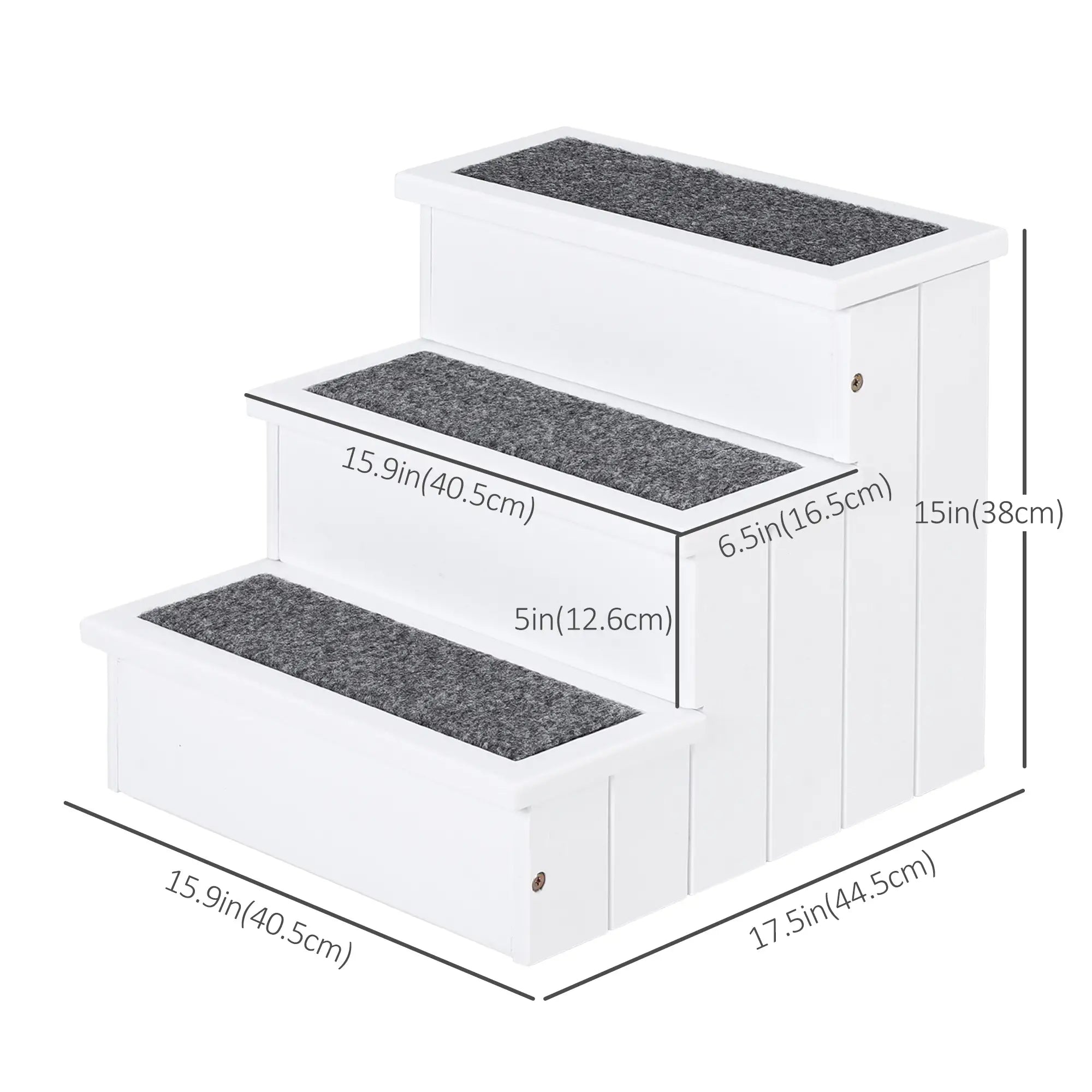 3-Step Dog Stairs For Small Dogs, Wooden Ramp With Storage Box, White Dog Stairs at Gallery Canada
